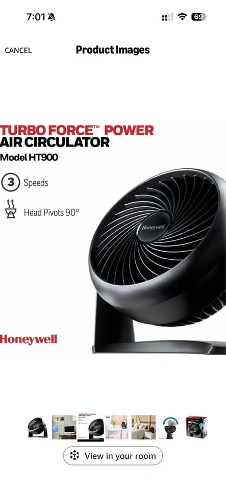 Honeywell Turbo Force Power Air Circulator Fan – Like New with B - photo 2