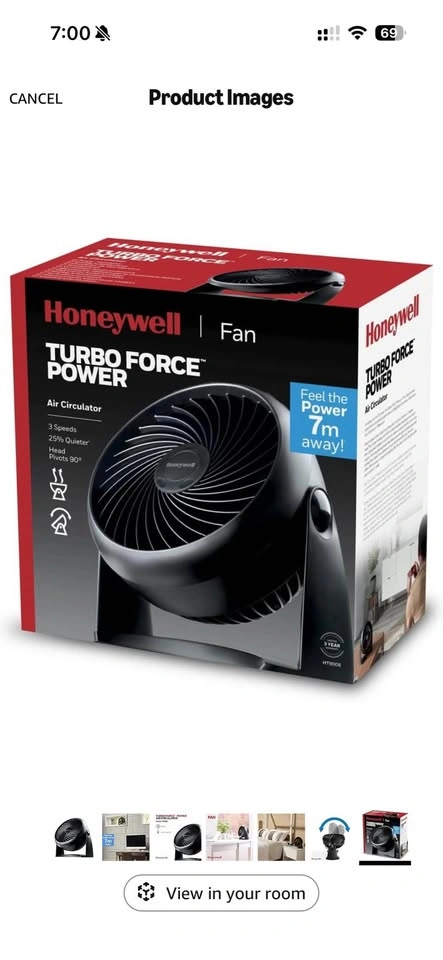 Honeywell Turbo Force Power Air Circulator Fan – Like New with B - photo 3