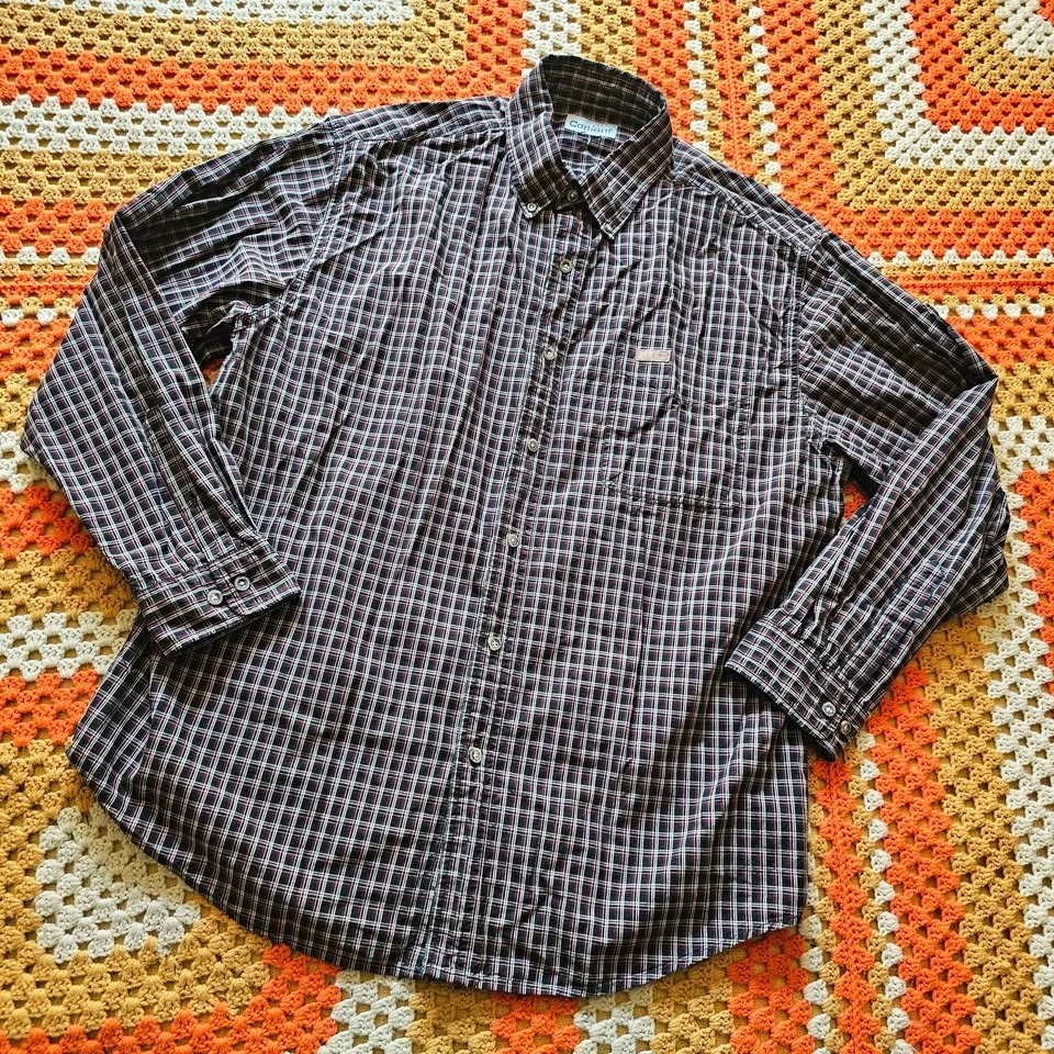 Mens XL Carhartt Vintage Plaid Button Down Shirt - photo 2