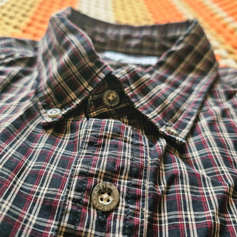 Mens XL Carhartt Vintage Plaid Button Down Shirt - photo 3