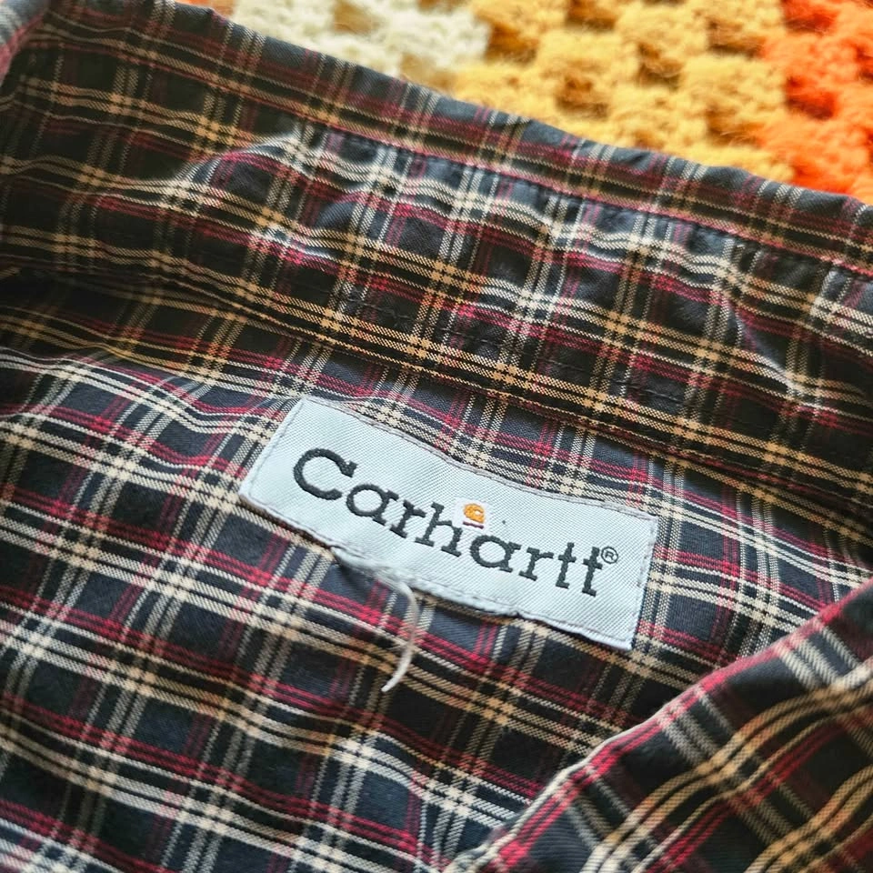 Mens XL Carhartt Vintage Plaid Button Down Shirt - photo 4