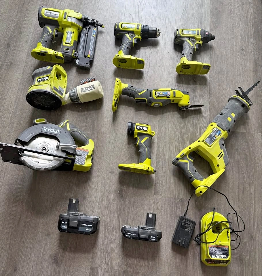 Ryobi 18V ONE+ 8-Tool Kit + DeWalt Bit Set (Used Once!)