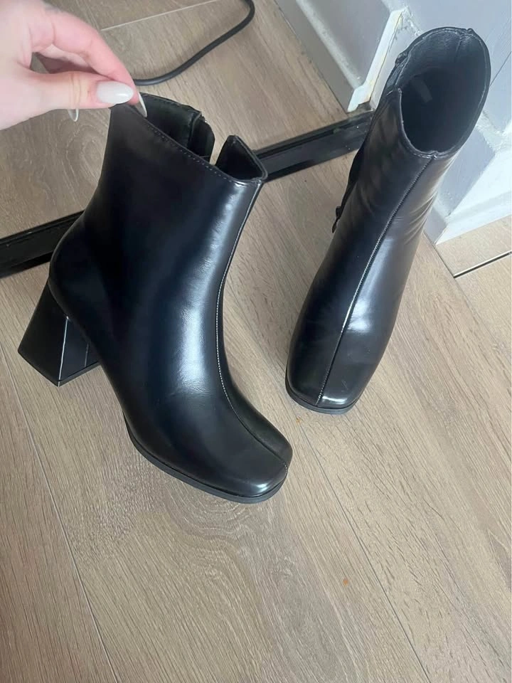 black leather boots