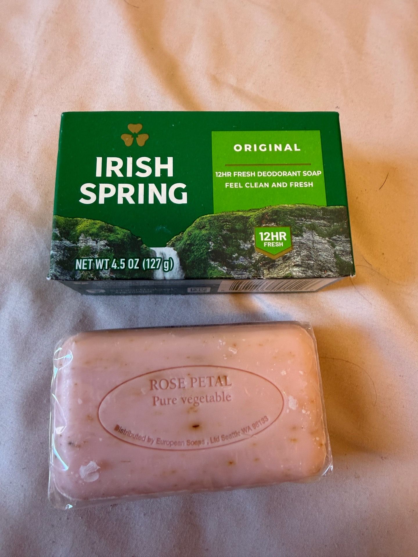 Irish Spring & Rose Petal soaps