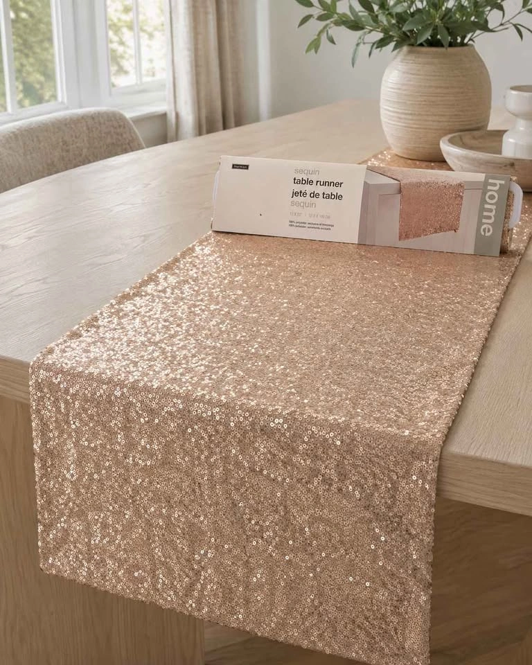 New Sequin Table Runner 13x72 Champagne Rose Gold