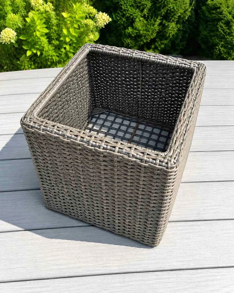 Grey Wicker Storage Basket / Planter 14x16