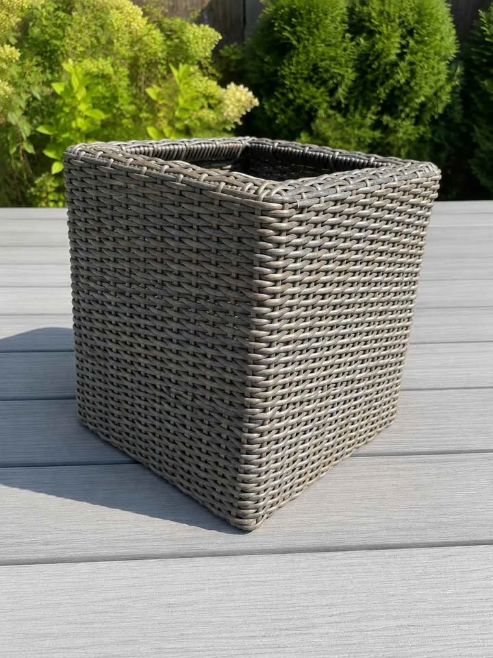 Grey Wicker Storage Basket / Planter 14x16 - photo 2