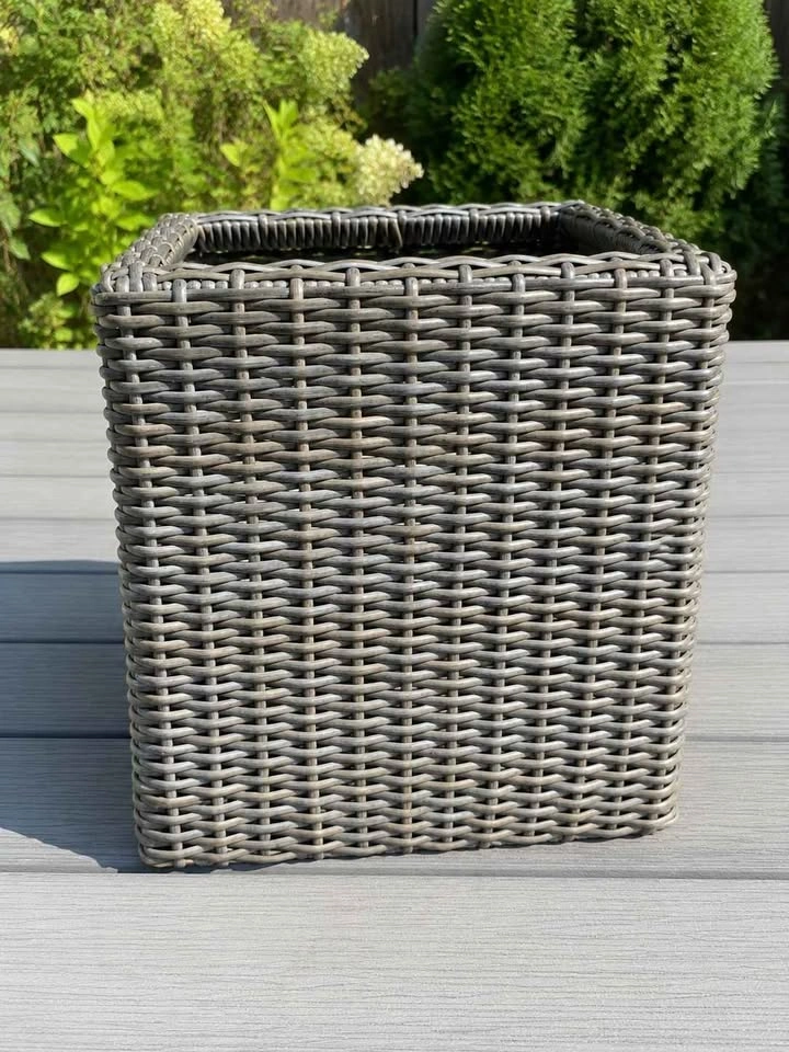 Grey Wicker Storage Basket / Planter 14x16 - photo 3