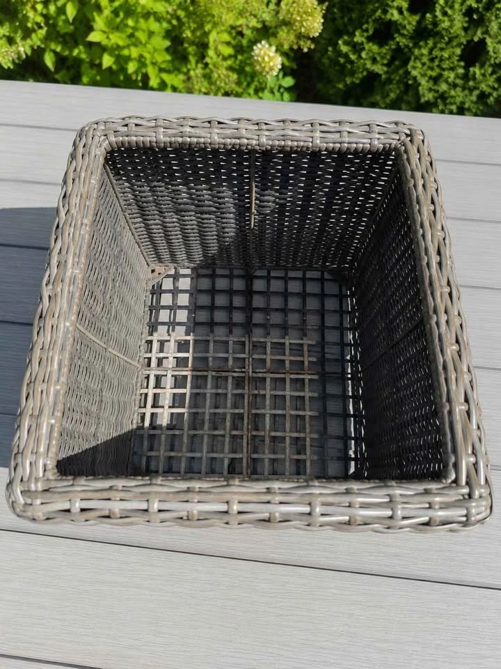 Grey Wicker Storage Basket / Planter 14x16 - photo 4