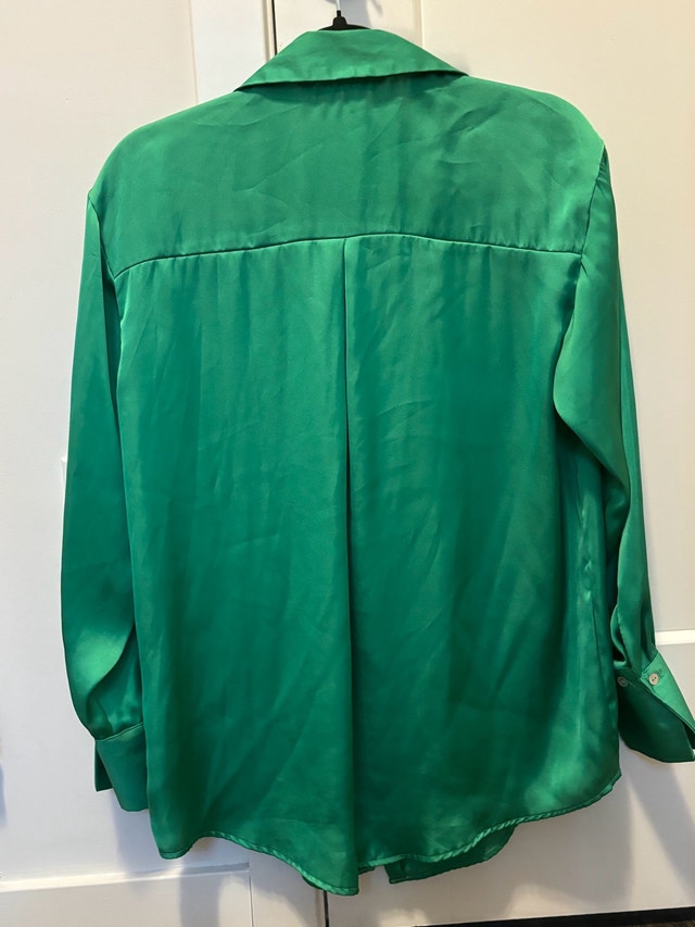 ZARA Emerald Green Satin Effect Shirt - photo 2
