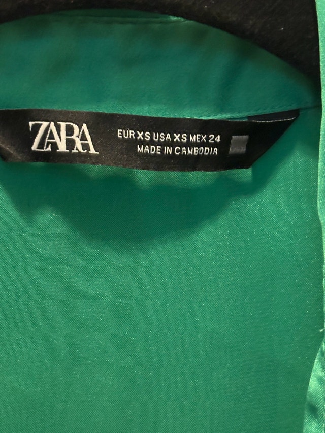 ZARA Emerald Green Satin Effect Shirt - photo 3