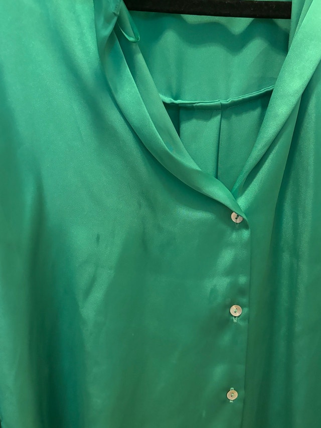 ZARA Emerald Green Satin Effect Shirt - photo 4