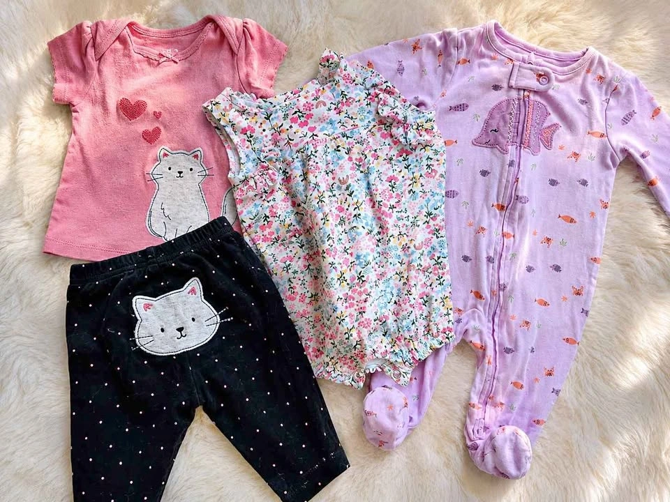 Carter’s Baby Girl NB 0-3M Clothes Bundle 4 Pc