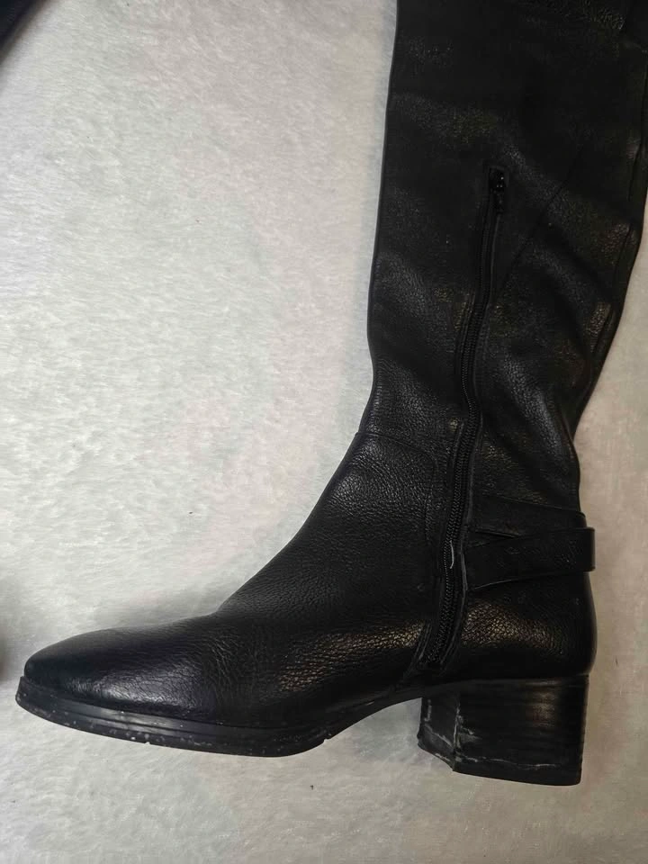 Nine West Black Leather Tall Boots Size 7.5 - photo 5