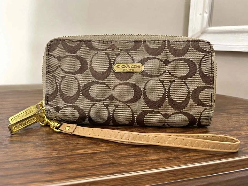 Coach Signature Zip Around Wallet Wristlet