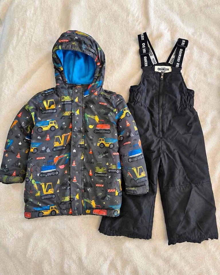 Toddler Boys Winter Jacket & OshKosh Snow Pants Bundle