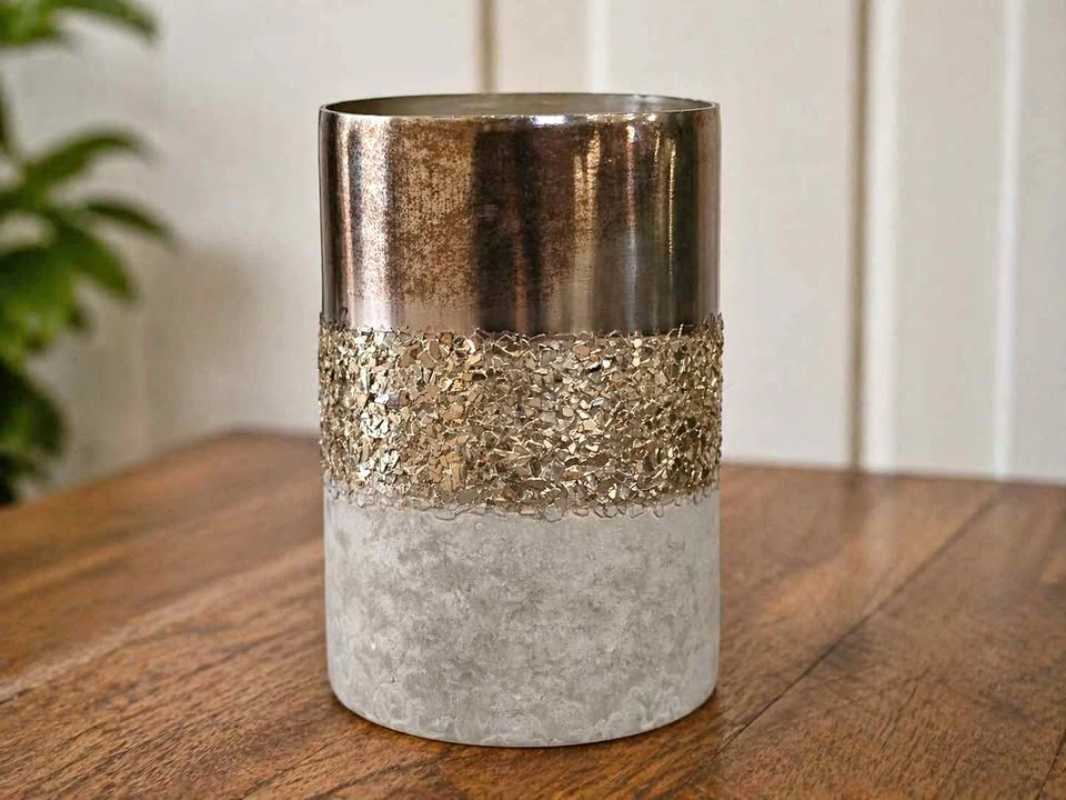 Copper Gold Mercury Glass Candle Holder 6 inch