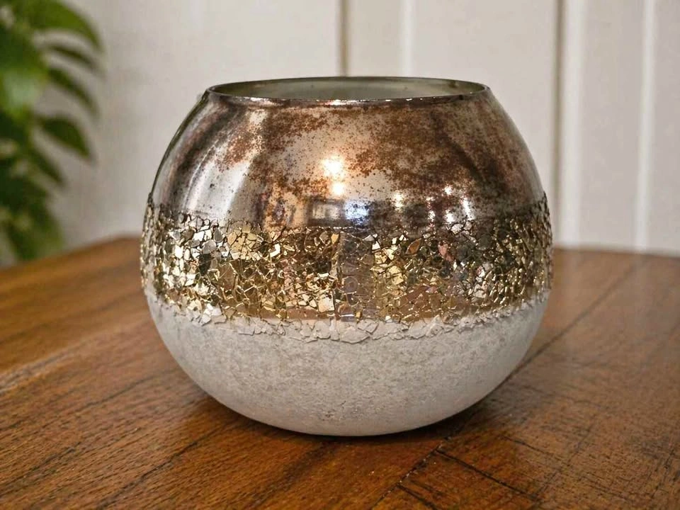 Metallic Glass Vase Candle Holder