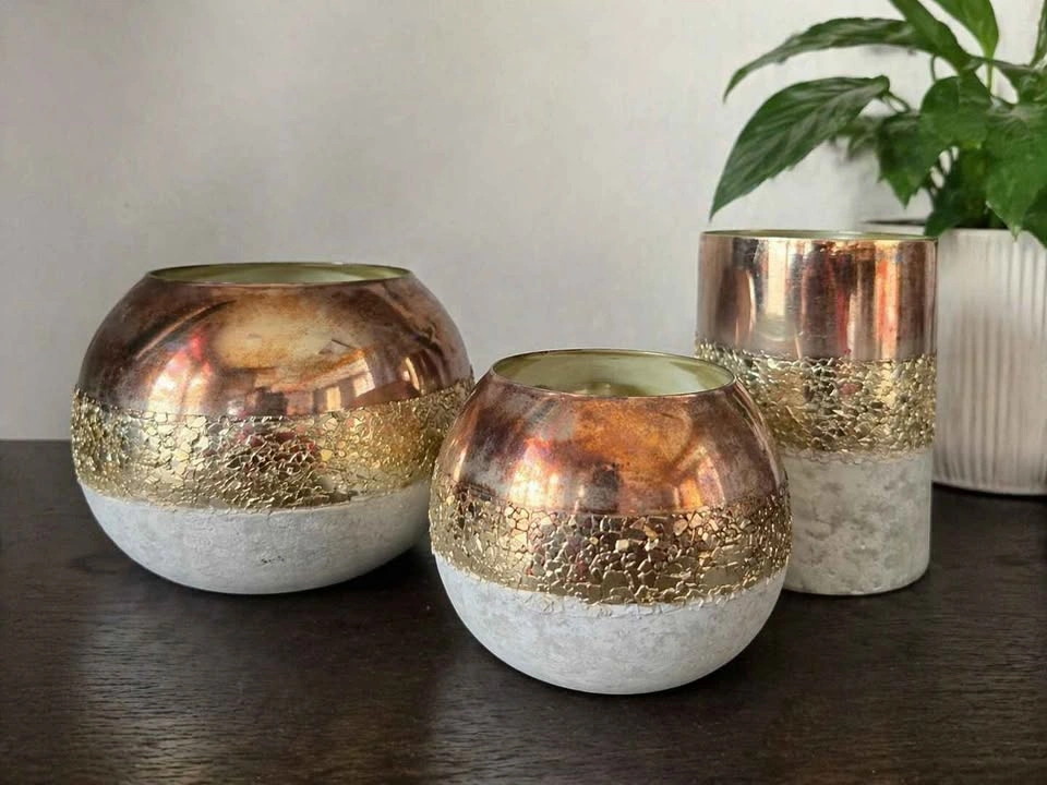 Metallic Glass Vase Candle Holder - photo 3
