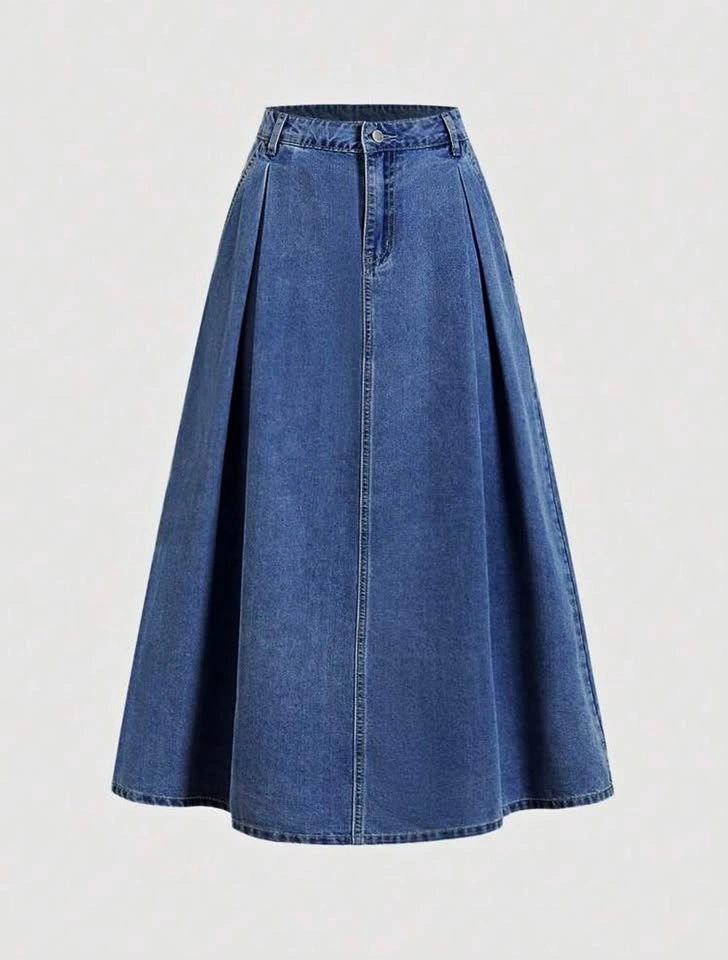 Long denim skirt
