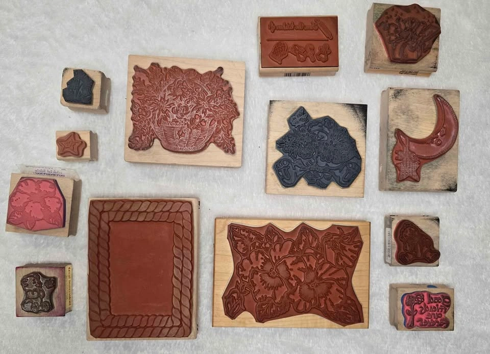 Vintage Wood Rubber Stamp Lot 13 Pieces - photo 3