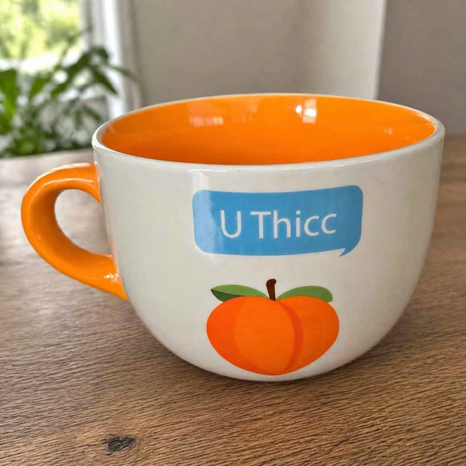 Trending U Thicc Peach Large Latte Mug - Funny Novelty Cup
