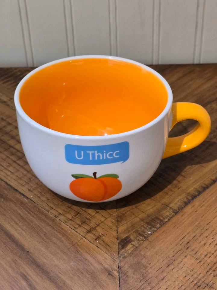 Trending U Thicc Peach Large Latte Mug - Funny Novelty Cup - photo 3
