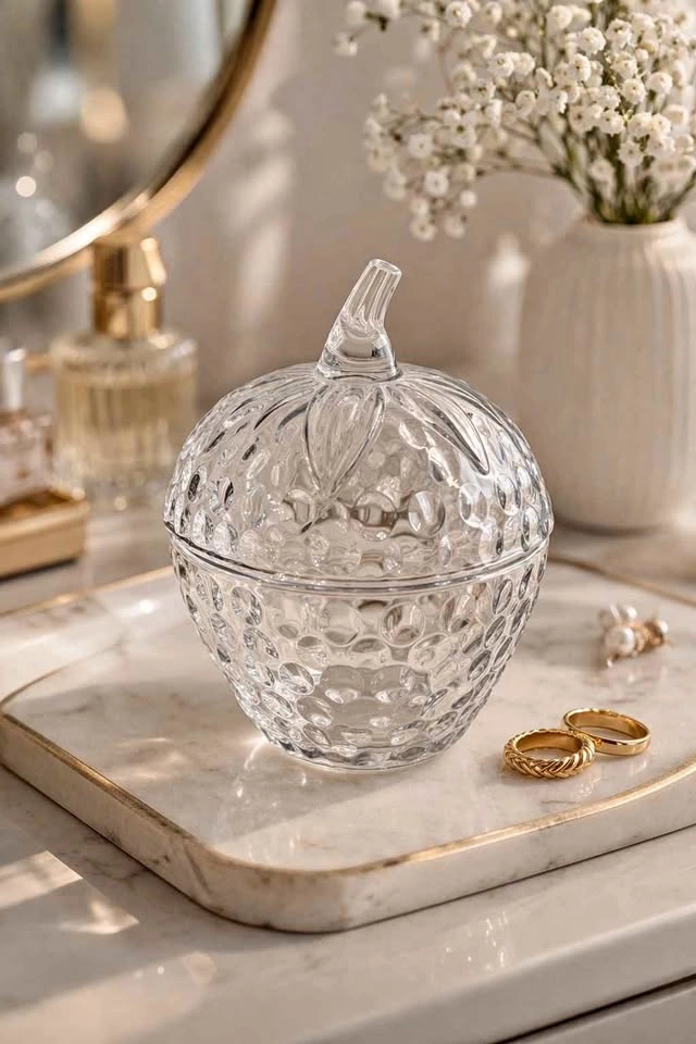 Glass Strawberry Dish with Lid