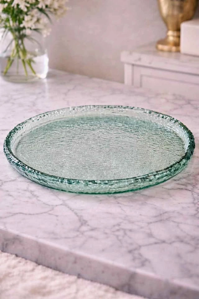 Large Textured Glass Platter / Serving Tray