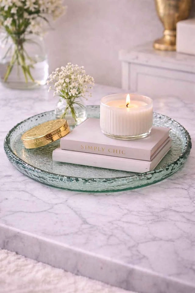 Large Textured Glass Platter / Serving Tray - photo 2
