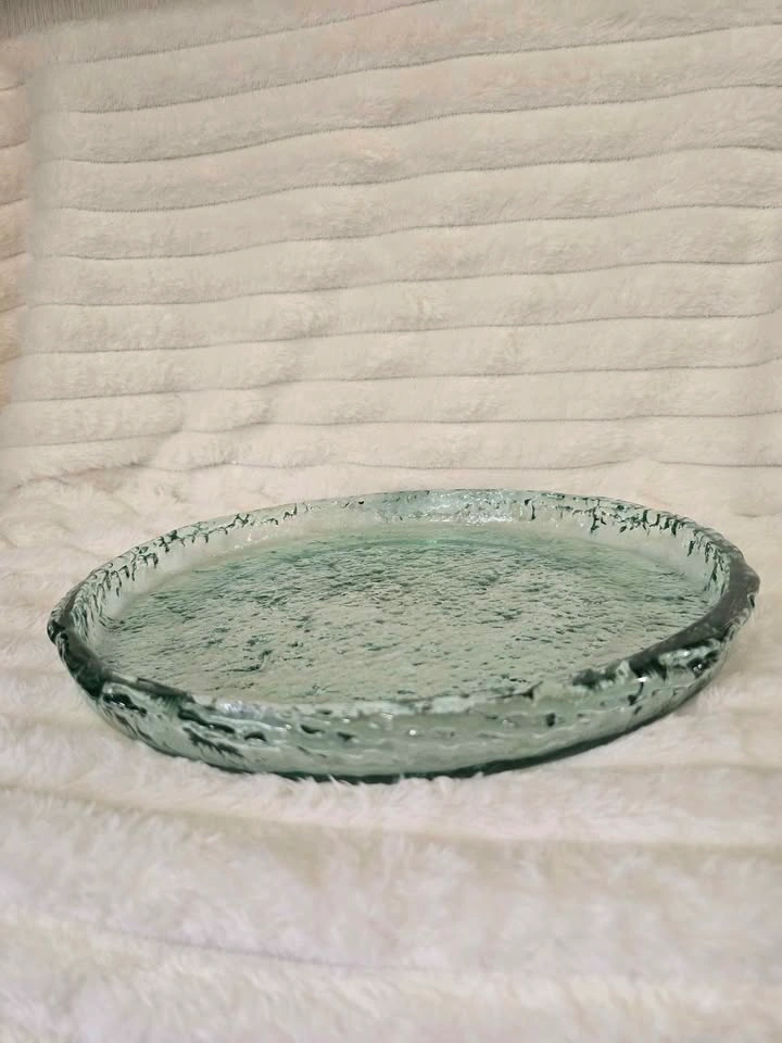 Large Textured Glass Platter / Serving Tray - photo 3