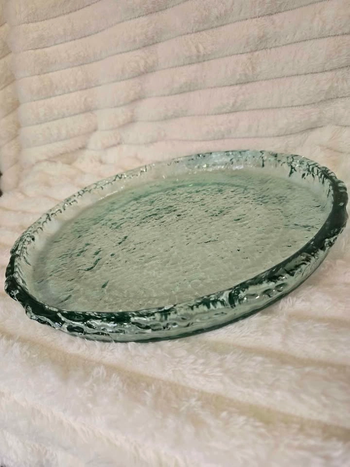 Large Textured Glass Platter / Serving Tray - photo 4