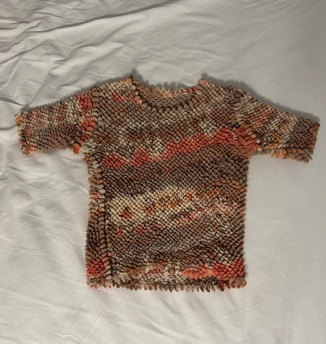 Vintage Y2K Earth Tone Popcorn Bubble Top