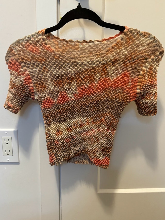 Vintage Y2K Earth Tone Popcorn Bubble Top - photo 2