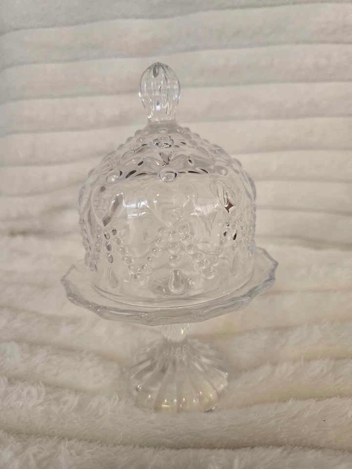 Vintage Style Glass Pedestal Candy Dish with Lid - photo 3