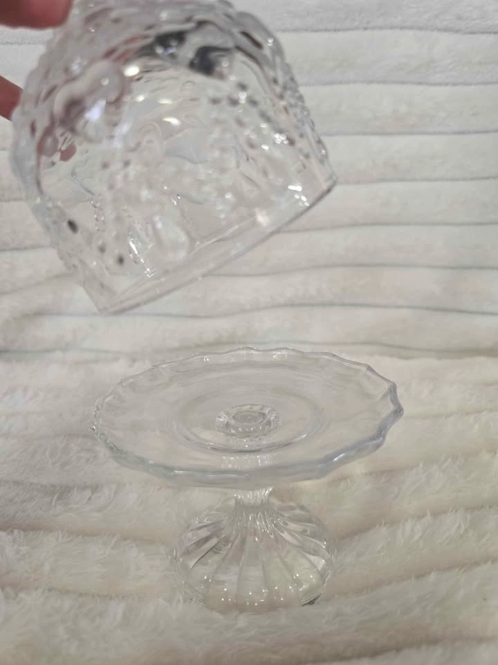 Vintage Style Glass Pedestal Candy Dish with Lid - photo 4