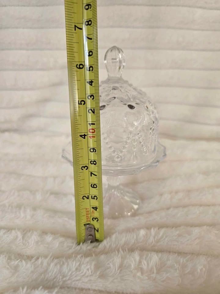 Vintage Style Glass Pedestal Candy Dish with Lid - photo 5