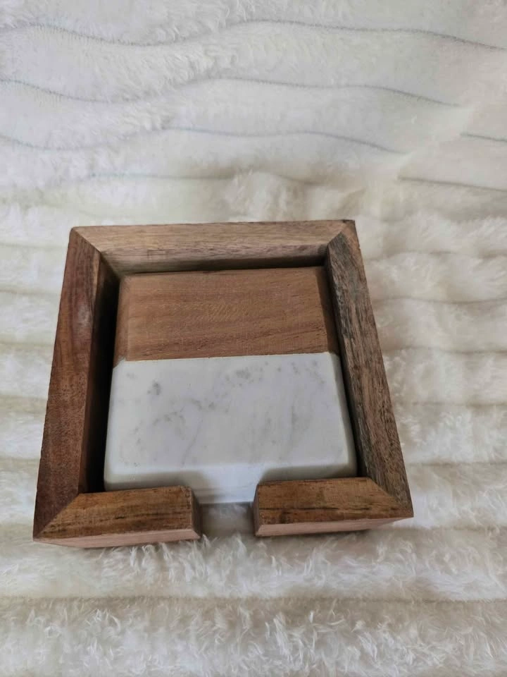 Elegant Marble and Wood Coasters Set - photo 5