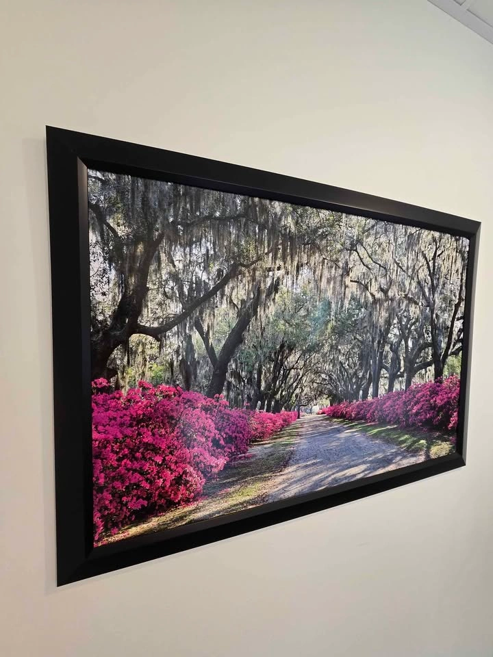 Large Framed Landscape Wall Art - Pink Nature Scene - photo 2