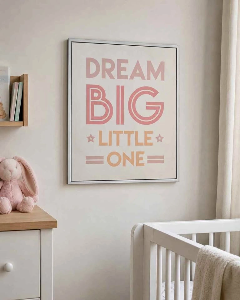 Framed Dream Big Little One Nursery Wall Art