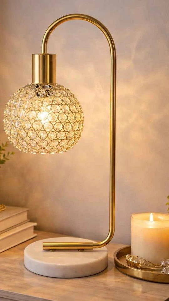 Modern Luxe Gold Crystal Globe Lamp