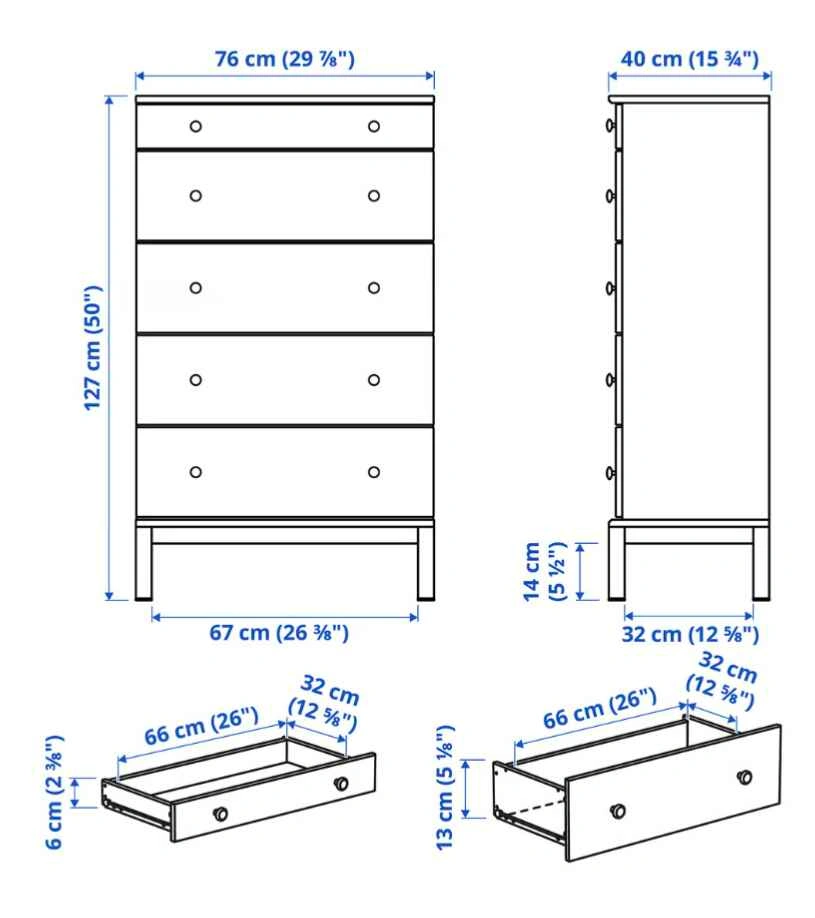 Like-New IKEA Tarva 5-Drawer Dresser – Solid Pine - photo 3
