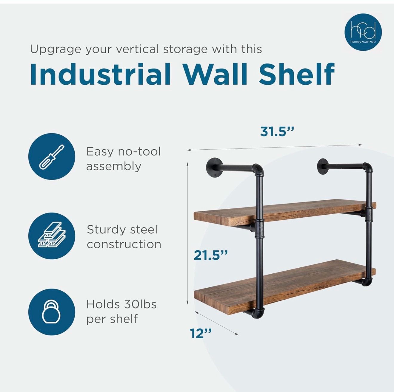 Honey-Can-Do Industrial Pipe Shelf Bracket - photo 4