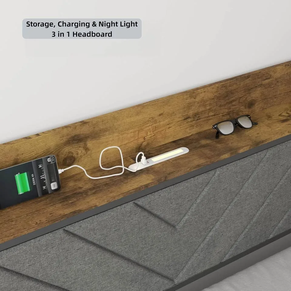 Upholstered Bed with Storage and Charging Station image indicator(3)