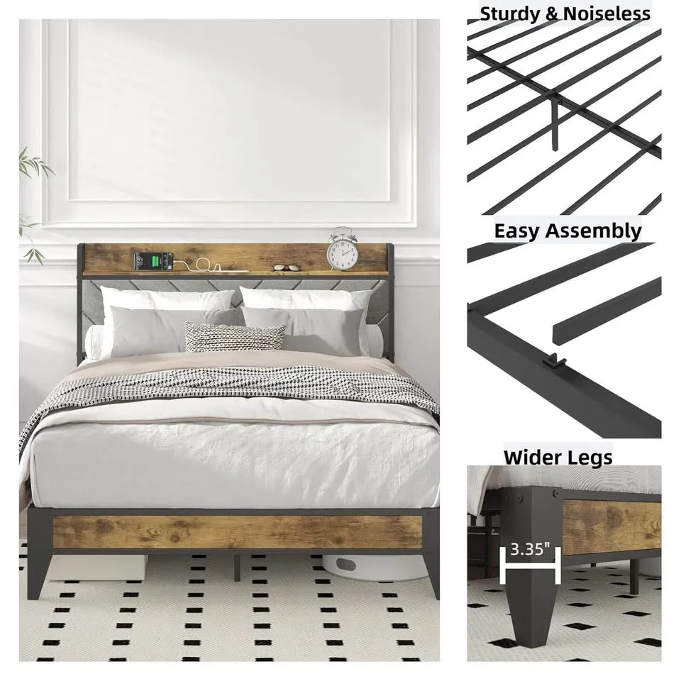 Upholstered Bed with Storage and Charging Station image indicator(4)