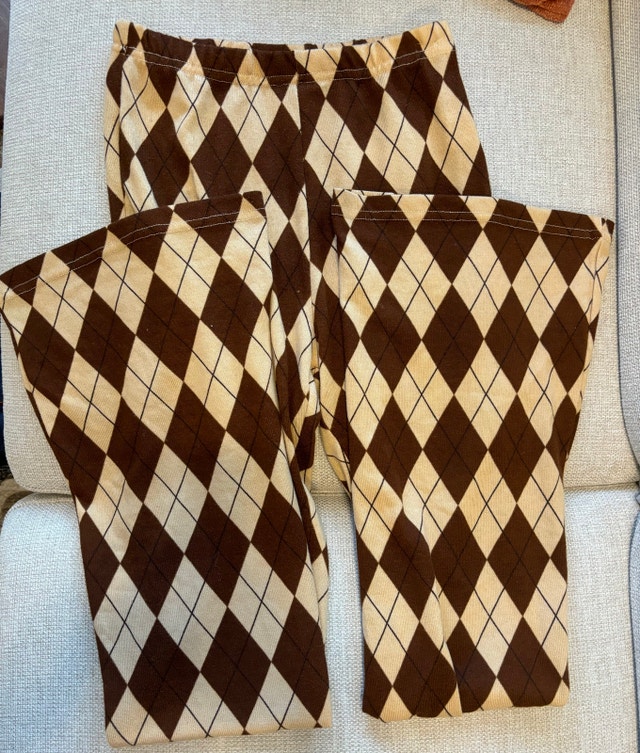 Brown Argyle Plaid Flare Knit Pants - photo 2