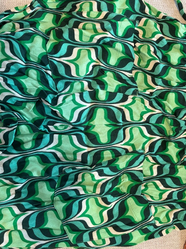 ZARA Green Retro Geometric Print Wide Leg Pants - photo 3