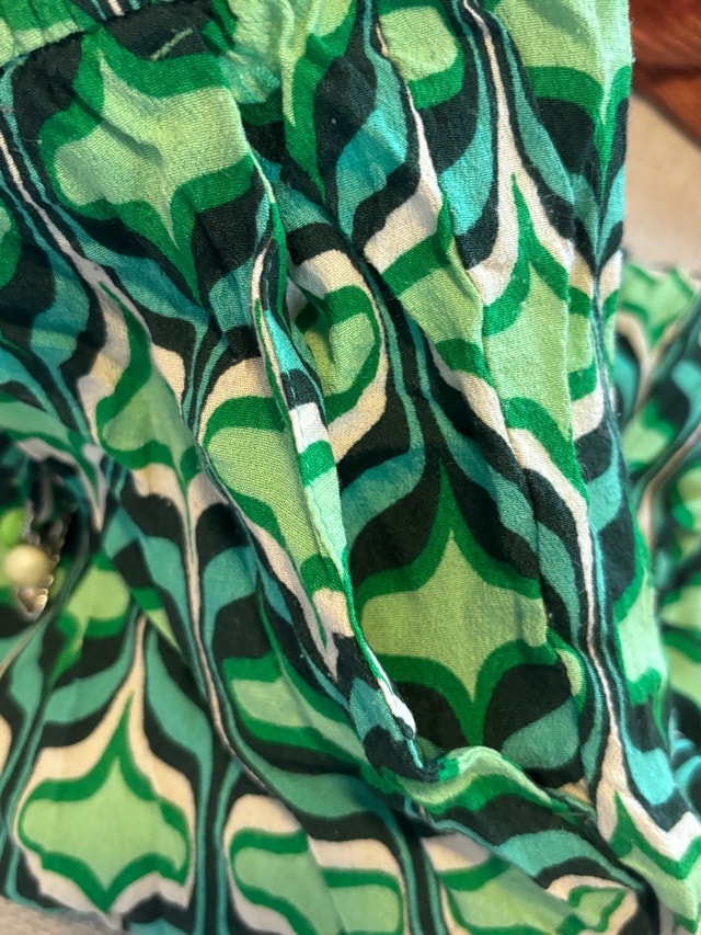 ZARA Green Retro Geometric Print Wide Leg Pants - photo 4