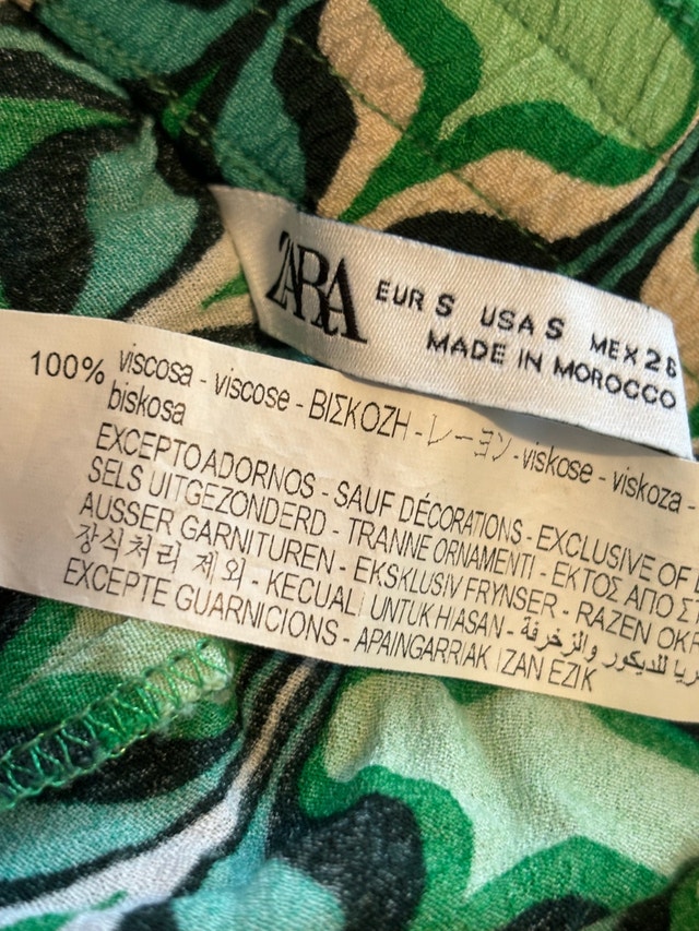 ZARA Green Retro Geometric Print Wide Leg Pants - photo 5