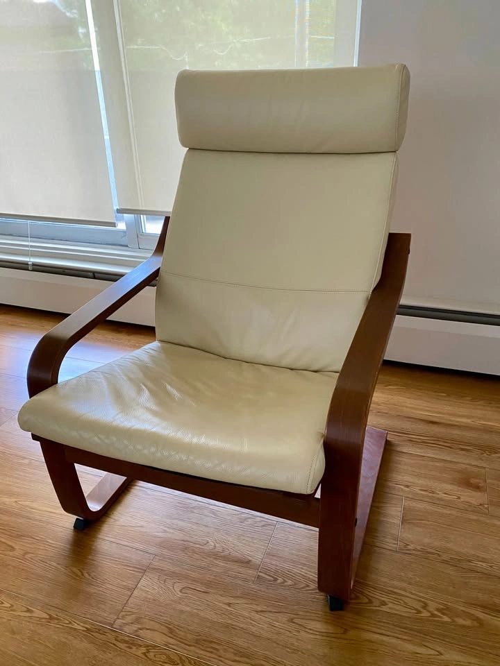 Ikea POÄNG chair - walnut effect and beige leather cover - photo 2